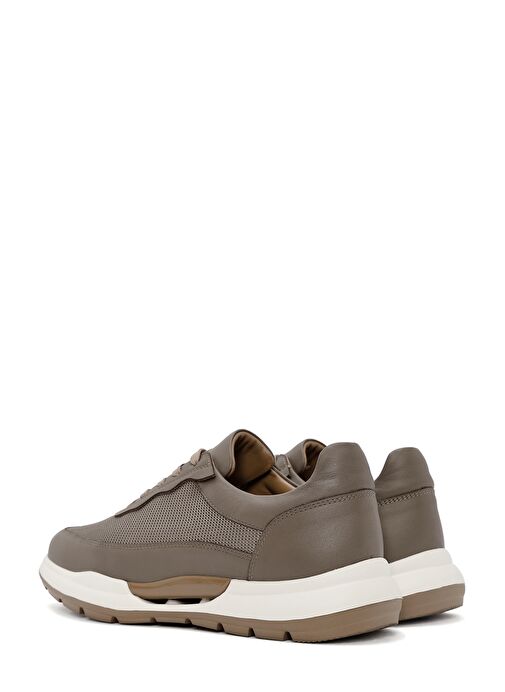 Erkek Vizon Bağcıklı Deri Sneaker 25SFD611314 - Görsel 6