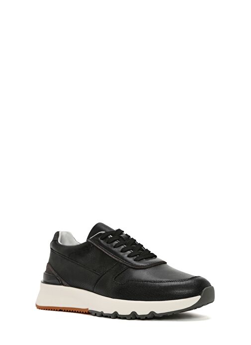 Erkek Siyah Bağcıklı Deri Casual Sneaker 25SFD612018 - Görsel 7