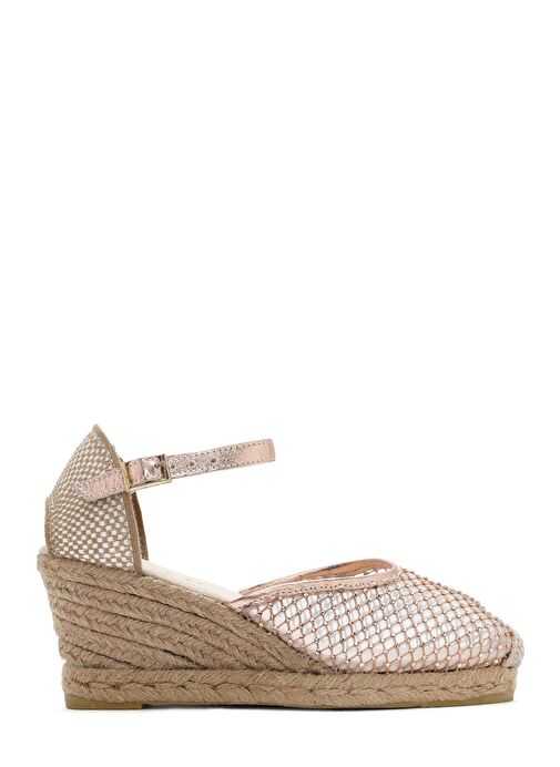 Kadın Altın Bilekten Tokalı Dolgu Topuklu Espadril Sandalet 25SFD207314 - Görsel 2