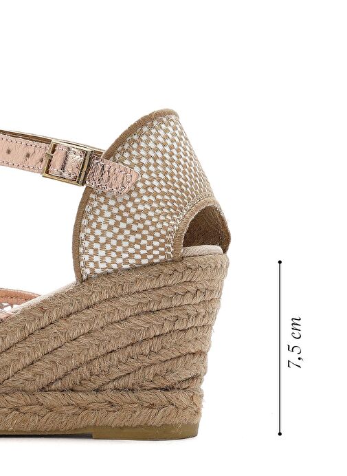 Kadın Altın Bilekten Tokalı Dolgu Topuklu Espadril Sandalet 25SFD207314 - Görsel 3