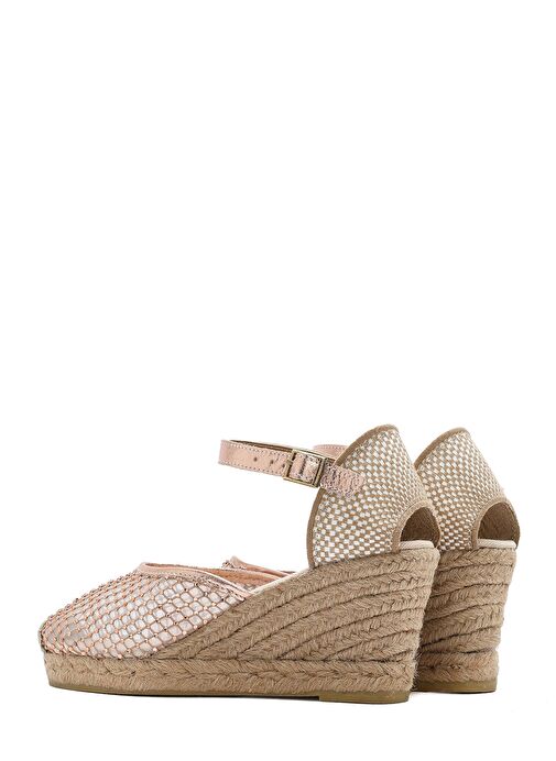 Kadın Altın Bilekten Tokalı Dolgu Topuklu Espadril Sandalet 25SFD207314 - Görsel 7