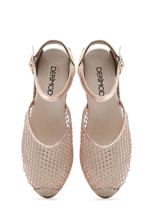 Kadın Altın Bilekten Tokalı Dolgu Topuklu Espadril Sandalet 25SFD207314 - Görsel 9