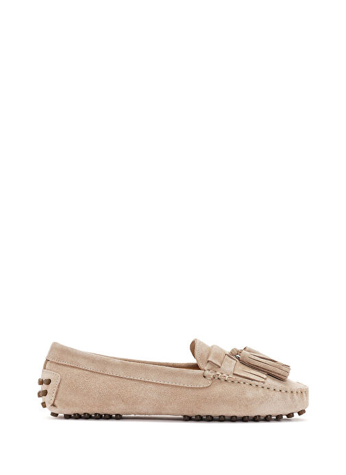 Kadın Camel Püsküllü Süet Deri Loafer 25SFD290710 - Görsel 2