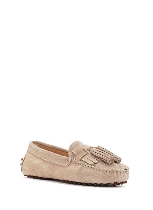 Kadın Camel Püsküllü Süet Deri Loafer 25SFD290710 - Görsel 7