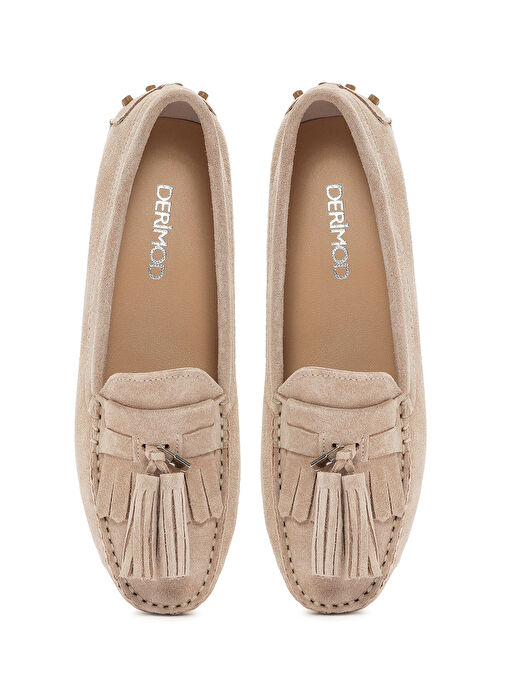 Kadın Camel Püsküllü Süet Deri Loafer 25SFD290710 - Görsel 8