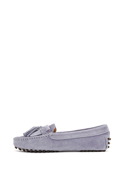 Kadın Mavi Püsküllü Süet Deri Loafer 25SFD290710 - Görsel 3