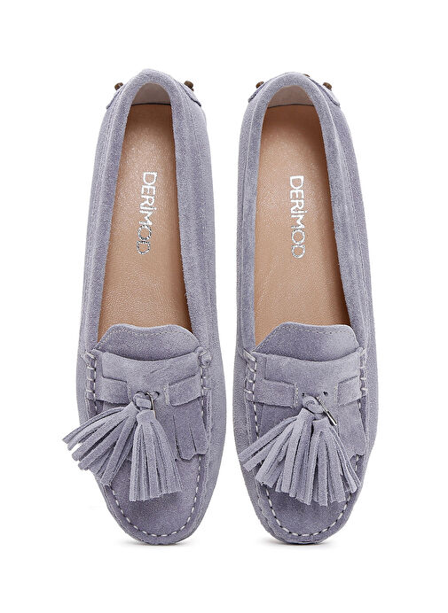 Kadın Mavi Püsküllü Süet Deri Loafer 25SFD290710 - Görsel 7
