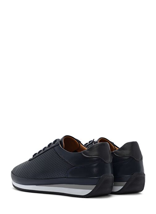Erkek Lacivert Bağcıklı Deri Casual Sneaker 25SFD6741DI - Görsel 6