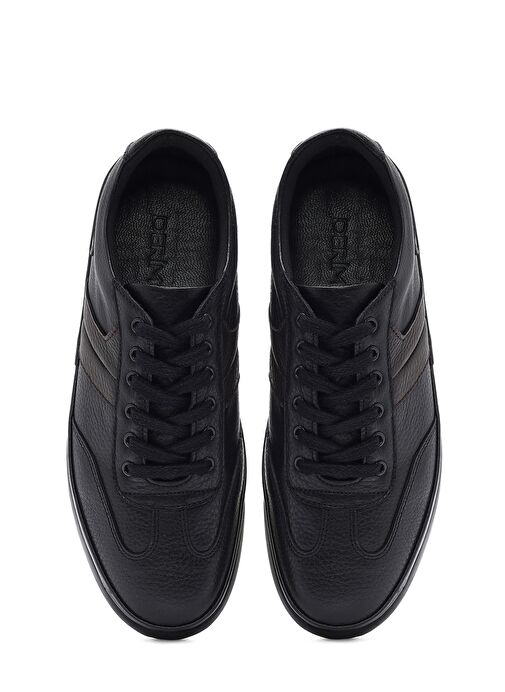 Erkek Siyah Bağcıklı Deri Casual Ayakkabı 25SFD6743FT - Görsel 8