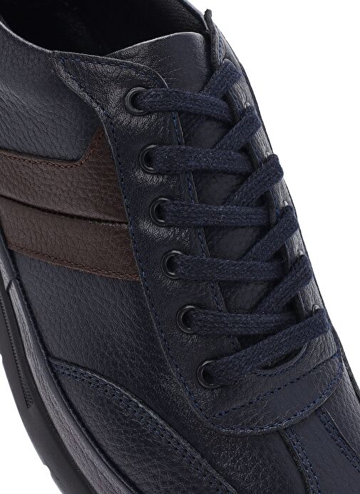 Erkek Lacivert Bağcıklı Deri Casual Ayakkabı 25SFD6743FT - Görsel 9