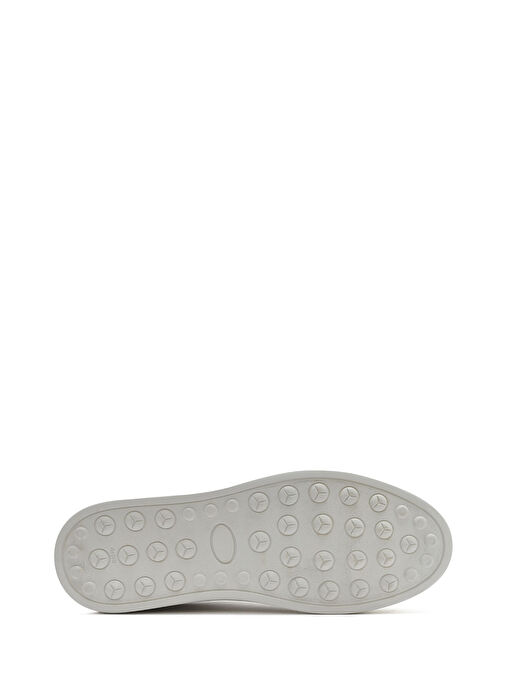 Erkek Beyaz Bağcıklı Deri Sneaker 25SFD674718 - Görsel 5