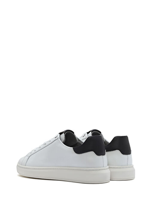 Erkek Beyaz Bağcıklı Deri Sneaker 25SFD674718 - Görsel 6