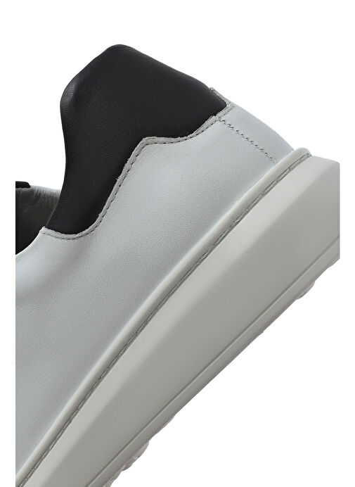 Erkek Beyaz Bağcıklı Deri Sneaker 25SFD674718 - Görsel 9
