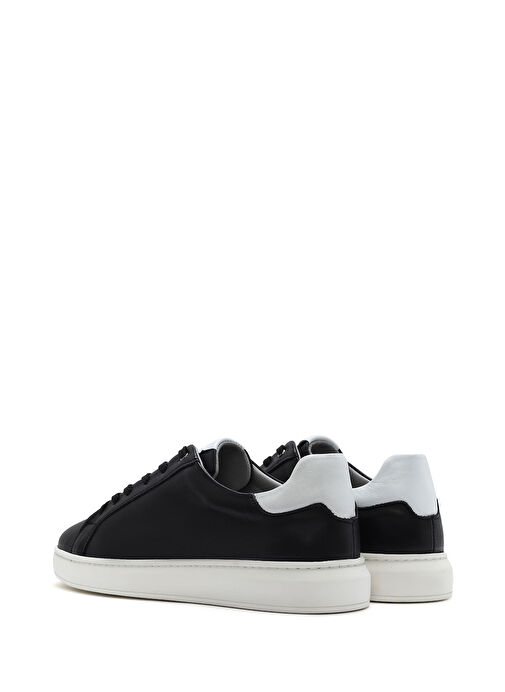 Erkek Siyah Bağcıklı Deri Sneaker 25SFD674718 - Görsel 6