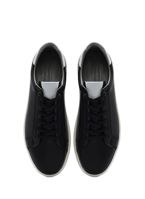 Erkek Siyah Bağcıklı Deri Sneaker 25SFD674718 - Görsel 8