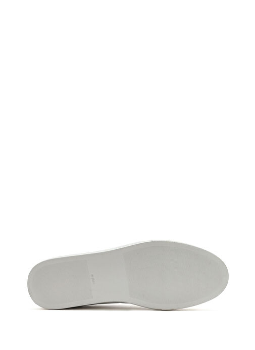 Erkek Beyaz Bağcıklı Deri Sneaker 25SFD674818 - Görsel 5
