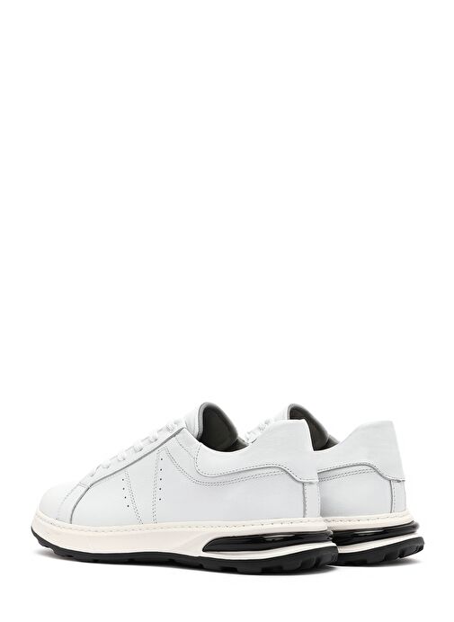 Erkek Beyaz Bağcıklı Kalın Tabanlı Deri Sneaker 25SFD675018 - Görsel 6