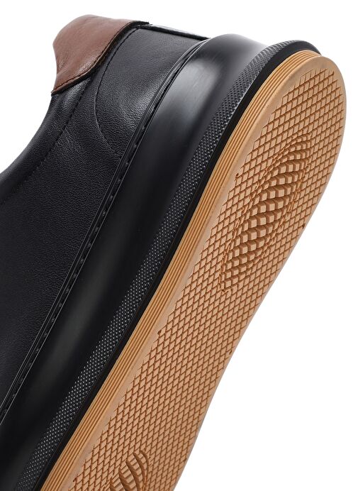 Erkek Siyah Bağcıklı Kalın Tabanlı Deri Sneaker 25SFD675118 - Görsel 9