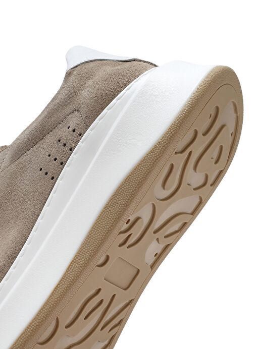 Erkek Bej Bağcıklı Kalın Tabanlı Nubuk Deri Sneaker 25SFD6109V3 - Görsel 9