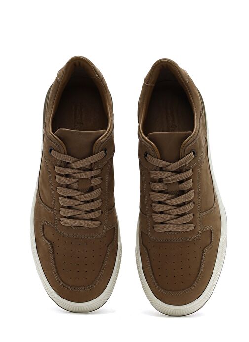 Erkek Bej Bağcıklı Nubuk Deri Sneaker 25SFD6114V3 - Görsel 8