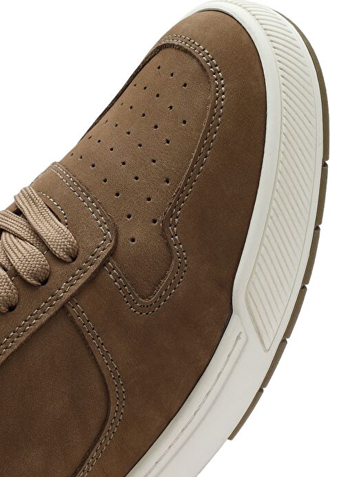 Erkek Bej Bağcıklı Nubuk Deri Sneaker 25SFD6114V3 - Görsel 9