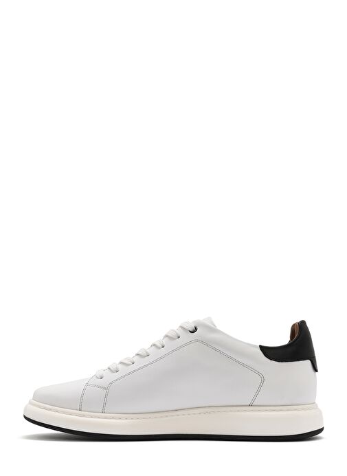 Erkek Beyaz Bağcıklı Deri Sneaker 25SFD611618 - Görsel 3