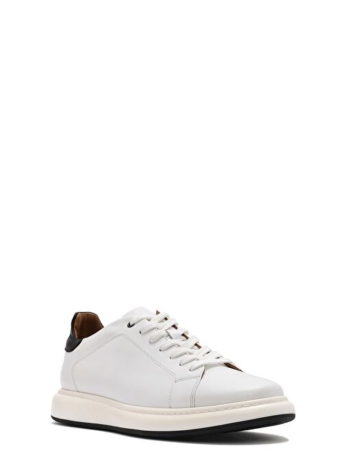 Erkek Beyaz Bağcıklı Deri Sneaker 25SFD611618 - Görsel 7