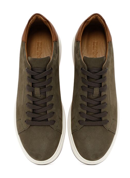 Erkek Yeşil Bağcıklı Nubuk Deri Sneaker 25SFD6116V3 - Görsel 7