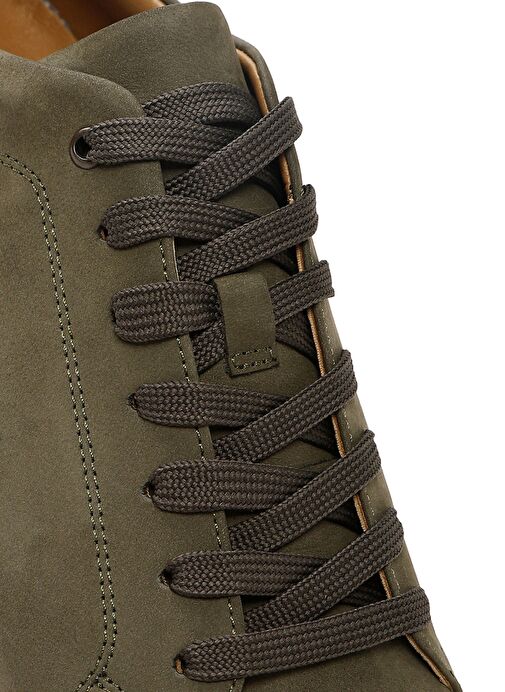 Erkek Yeşil Bağcıklı Nubuk Deri Sneaker 25SFD6116V3 - Görsel 9