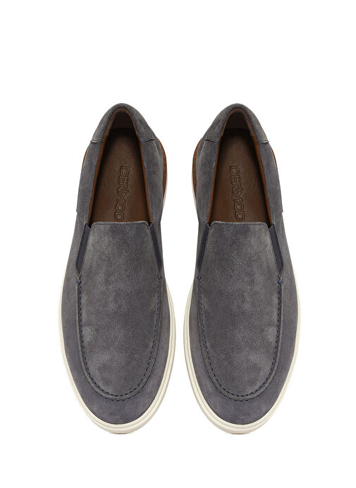 Erkek Gri Süet Deri Casual Loafer 25SFD612210 - Görsel 8