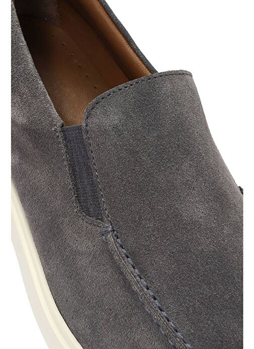 Erkek Gri Süet Deri Casual Loafer 25SFD612210 - Görsel 9
