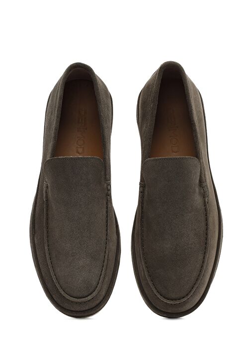 Erkek Haki Süet Deri Loafer 25SFD612310 - Görsel 8