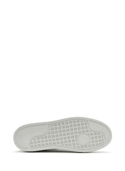 Erkek Beyaz Bağcıklı Kalın Tabanlı Deri Sneaker 25SFD6124FT - Görsel 5