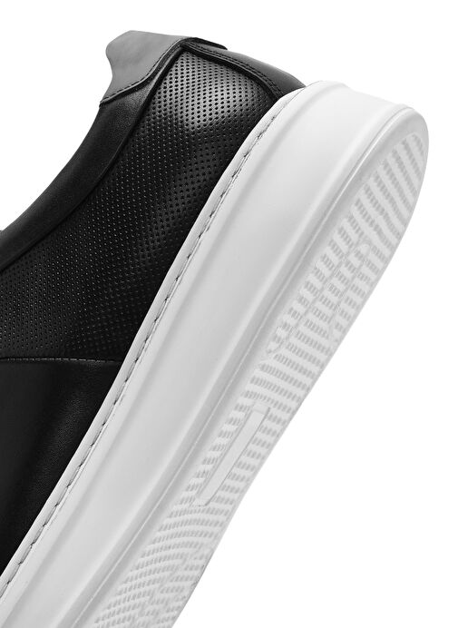 Erkek Siyah Bağcıklı Kalın Tabanlı Deri Sneaker 25SFD612818 - Görsel 9