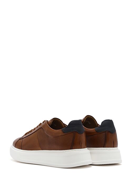 Erkek Taba Bağcıklı Kalın Tabanlı Deri Sneaker 25SFD612818 - Görsel 6