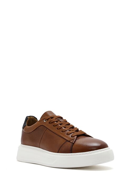 Erkek Taba Bağcıklı Kalın Tabanlı Deri Sneaker 25SFD612818 - Görsel 7
