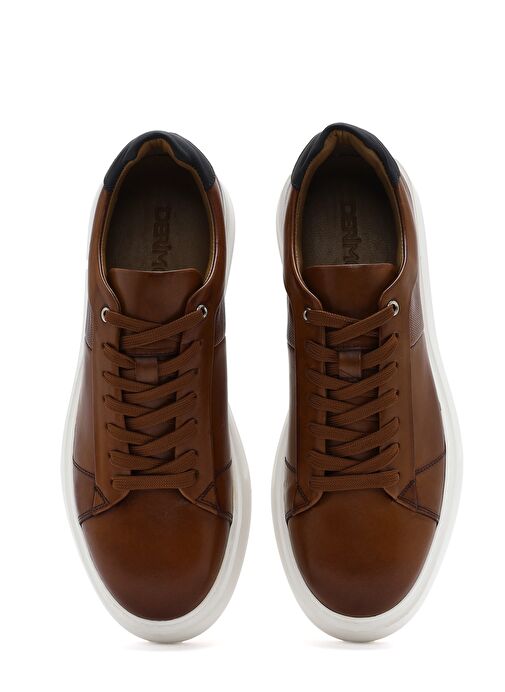 Erkek Taba Bağcıklı Kalın Tabanlı Deri Sneaker 25SFD612818 - Görsel 8