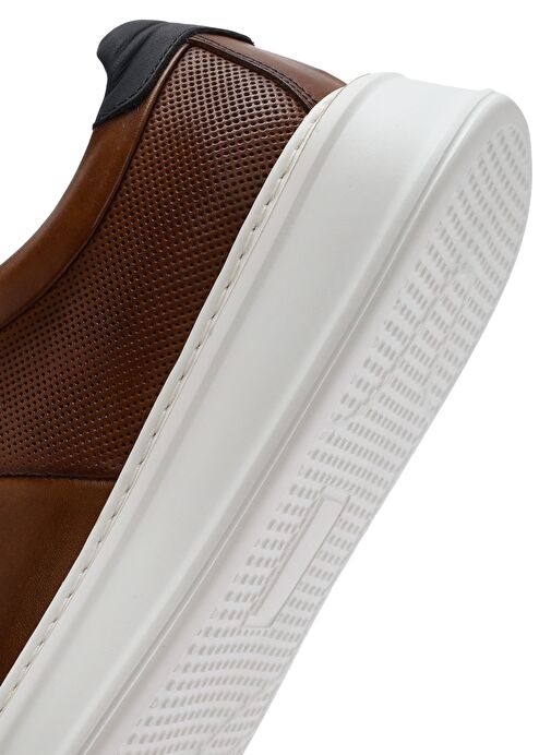 Erkek Taba Bağcıklı Kalın Tabanlı Deri Sneaker 25SFD612818 - Görsel 9