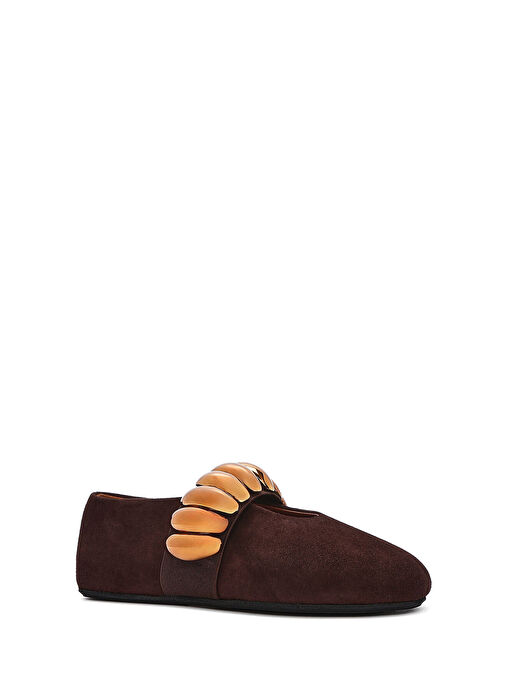 Derimod Derimod Kadın Kahverengi Metal Detaylı Süet Deri Babet 24WFD230010 | Boyner Kahverengi - 7. görsel