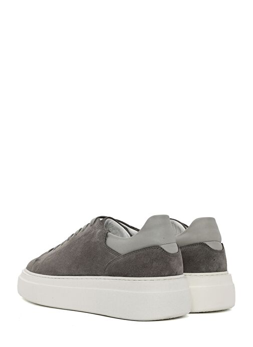 Erkek Gri Bağcıklı Kalın Tabanlı Süet Deri Sneaker 25SFD612910 - Görsel 6