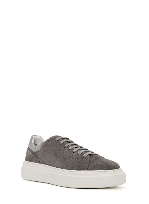 Erkek Gri Bağcıklı Kalın Tabanlı Süet Deri Sneaker 25SFD612910 - Görsel 7