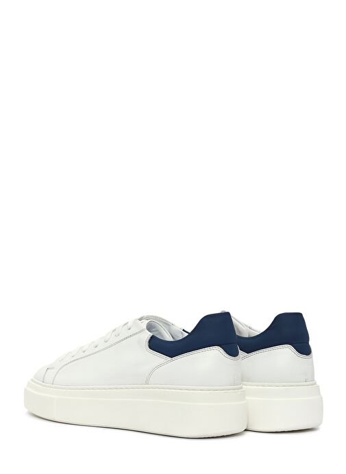 Erkek Beyaz Bağcıklı Deri Sneaker 25SFD612918 - Görsel 6