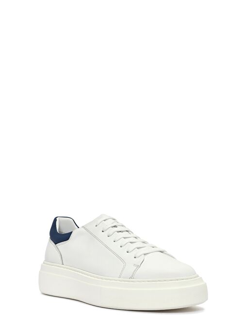 Erkek Beyaz Bağcıklı Deri Sneaker 25SFD612918 - Görsel 7