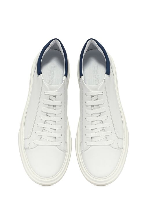 Erkek Beyaz Bağcıklı Deri Sneaker 25SFD612918 - Görsel 8