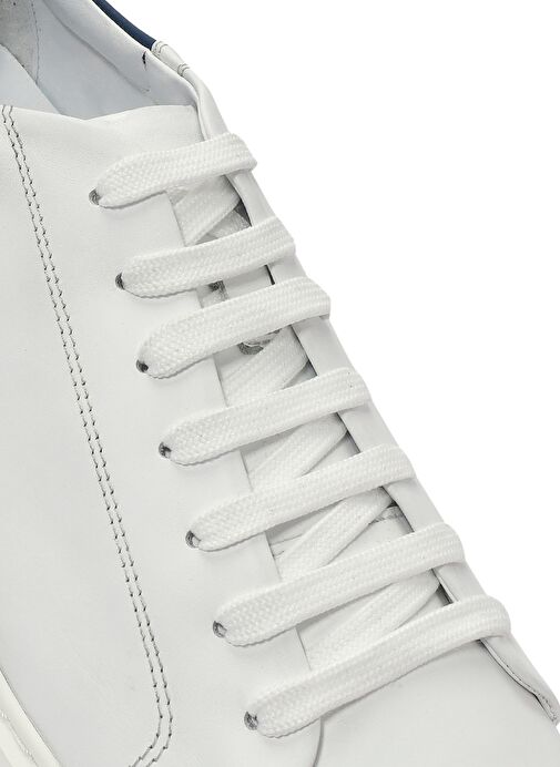 Erkek Beyaz Bağcıklı Deri Sneaker 25SFD612918 - Görsel 9