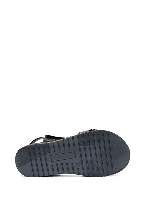 Kadın Siyah Bantlı Deri Comfort Sandalet 25SFD340318 - Görsel 5
