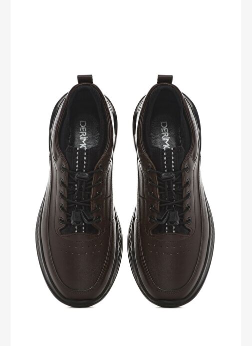 Erkek Kahverengi Bağcıklı Kalın Tabanlı Deri Casual Ayakkabı 25SFD641018 - Görsel 8