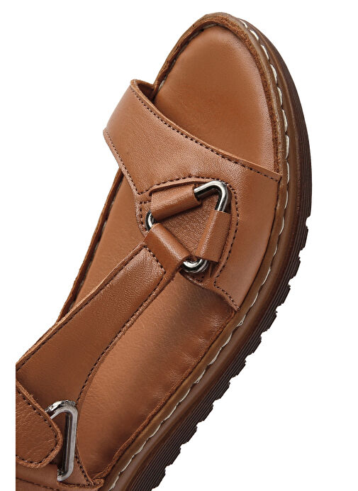 Kadın Taba Deri Comfort Sandalet 25SFD340518 - Görsel 9