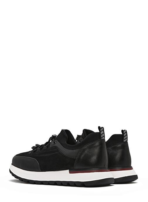 Erkek Siyah Bağcıklı Deri Sneaker 25SFD641114 - Görsel 6