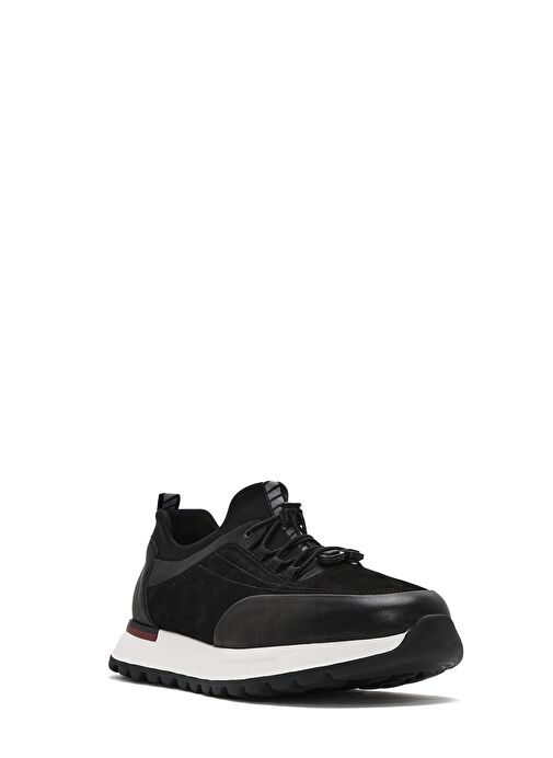 Erkek Siyah Bağcıklı Deri Sneaker 25SFD641114 - Görsel 7